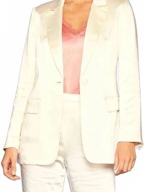 Skies Are Blue Cream Satin Blazer